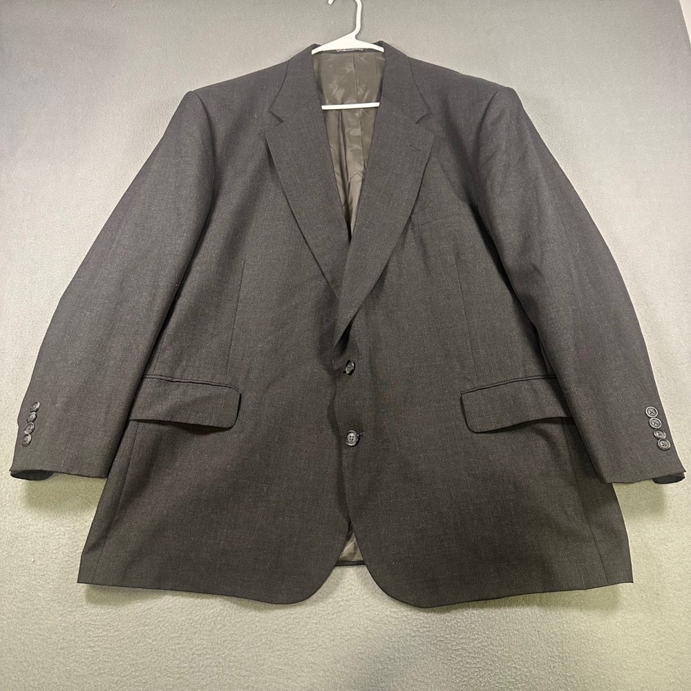 Stafford American Craftsmen Mens 50R Blazer Charcoal Gray 2 Button Sport Coat